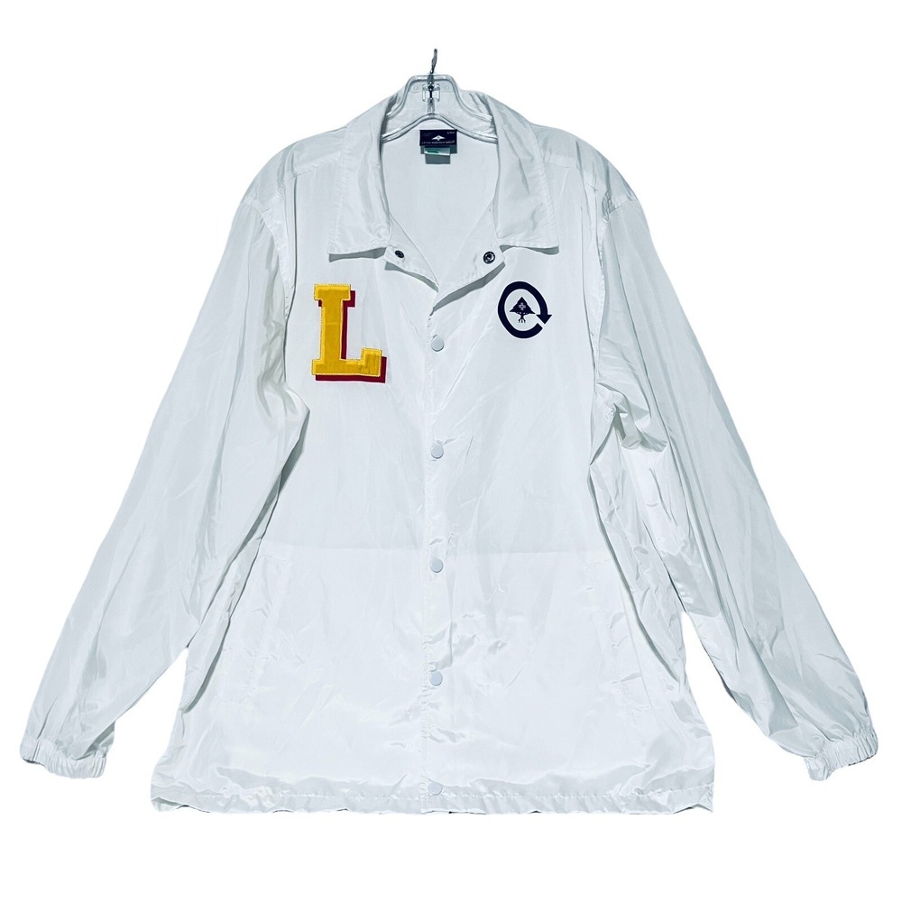 LRG Lifted Research Group White Button Down‎ Windbreaker Jacket Size XL